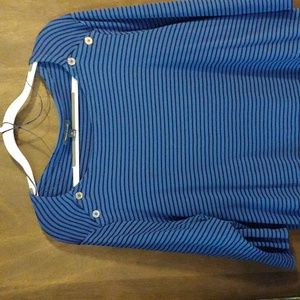 Tommy Hilfiger nautical style blue and gray stripped with a solid gray back.